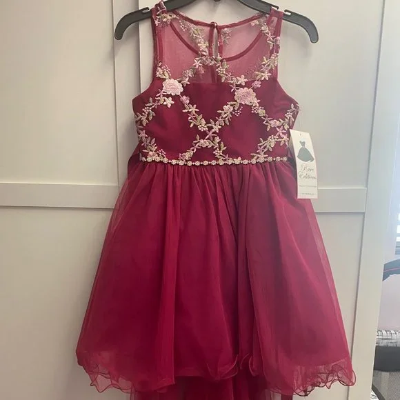 rare editions burgundy dress Take Me Back Burgundy Red Floral Dress, Small - The Mint Julep Boutique main image 1